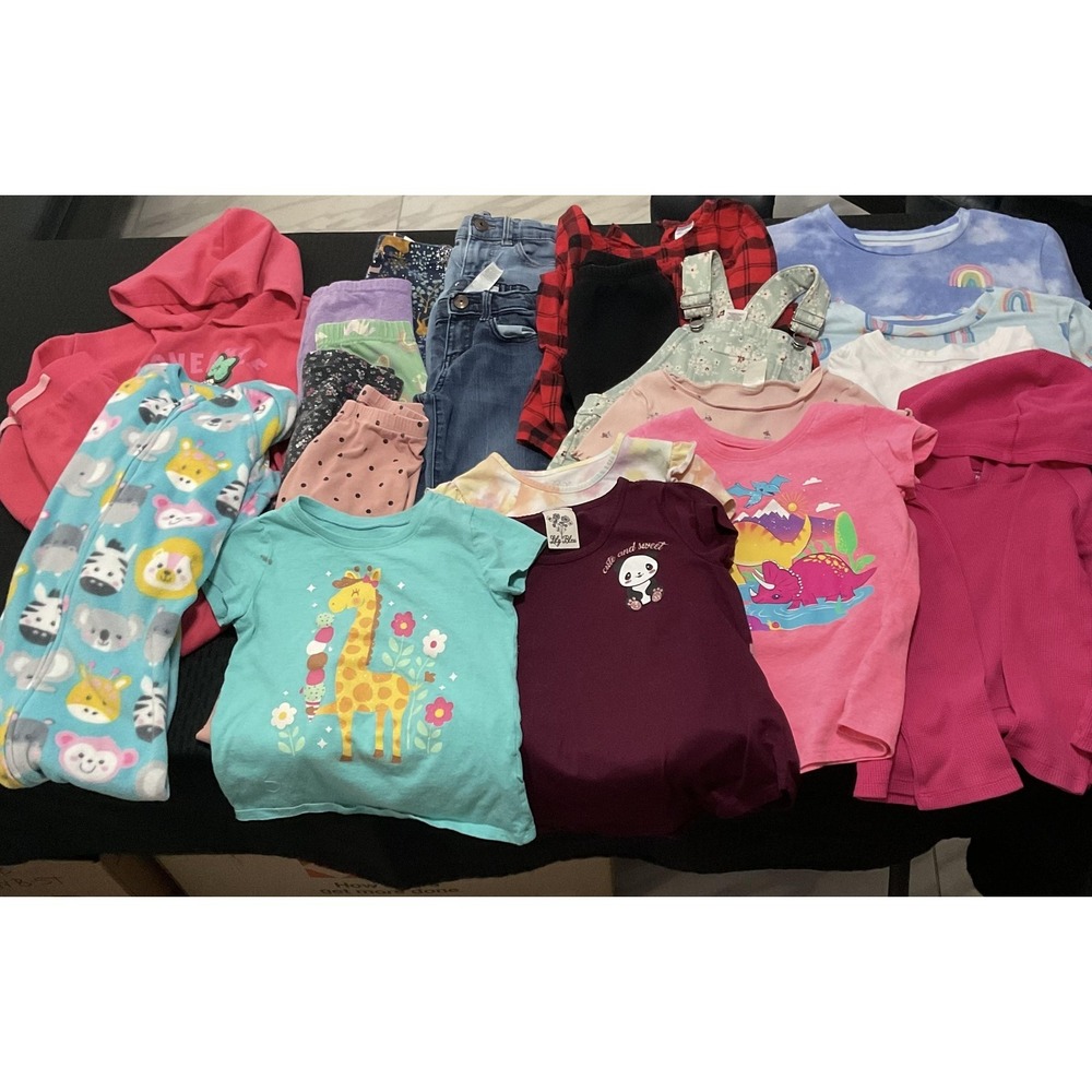 Mixed Brands Outfit Lot Girls 5T 22pc Dresses Tops Pants Minnie Dino Rainbow